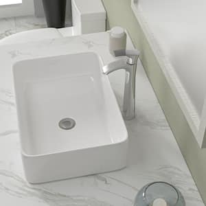 Rectangular Vessel Sink in White with Chrome Faucet Included