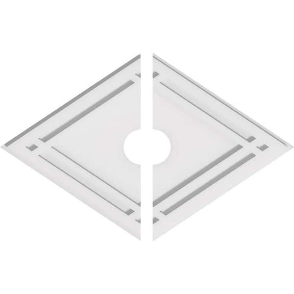 Ekena Millwork 24 in. W x 16 in. H x 3 in. ID x 1 in. P Diamond Architectural Grade PVC Contemporary Ceiling Medallion (2-Piece)