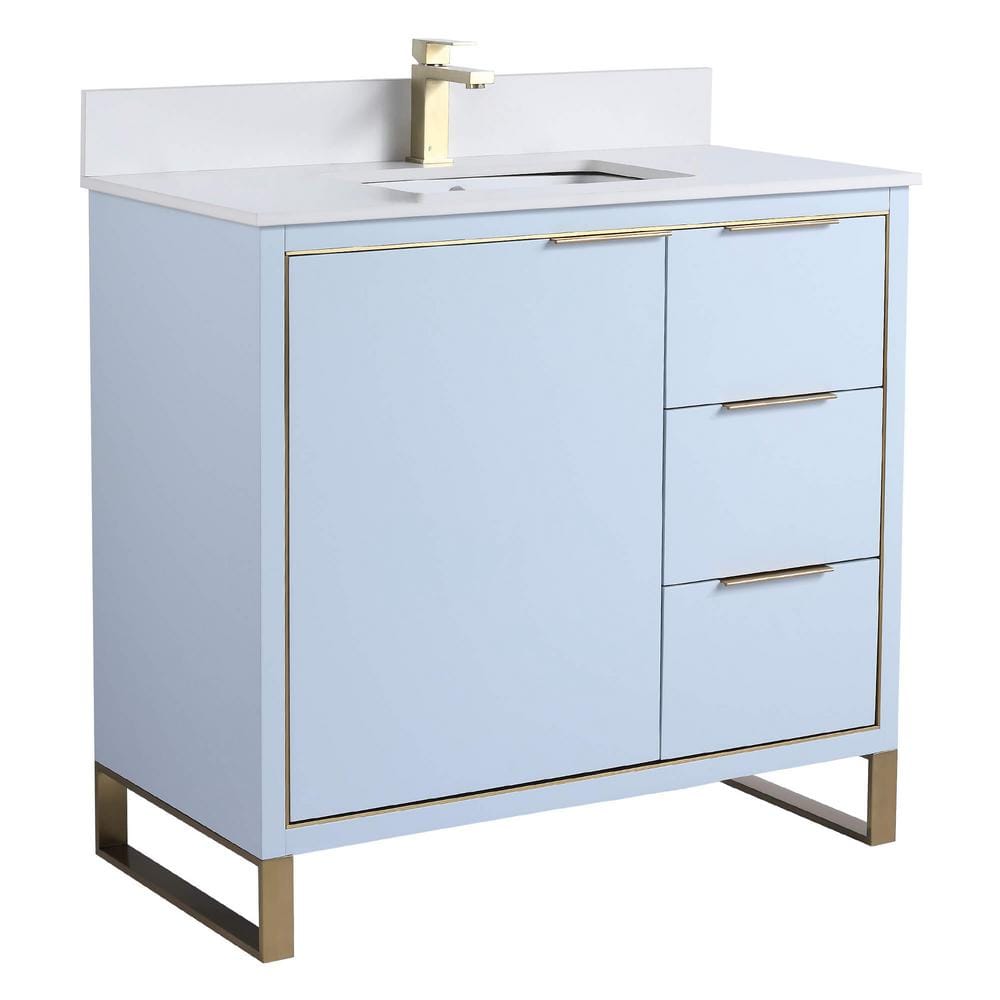 Opulence 36 in. W x 18 in. D x 33.5 in H. Bath Vanity in Pastel Blue with White Single sink Top price history on PriceWatchPro