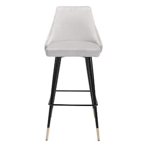 29.5 in. Gray High Back Metal Bar Chair with Velvet Seat