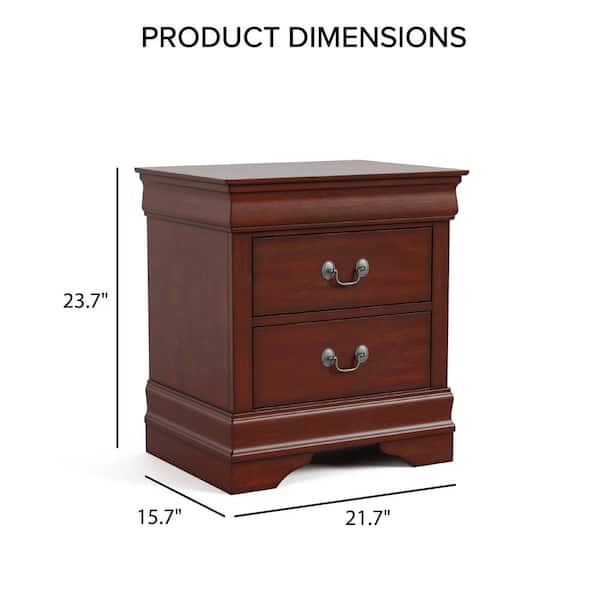 Furniture of America 2-Piece Burkhart Cherry Wood Queen Bedroom Set With Nightstand EC-7866CH-Q-2PC
