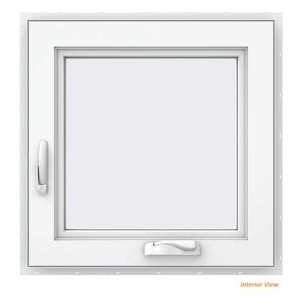 JELD-WEN 24 in. x 24 in. V-4500 Series Bronze FiniShield Vinyl Left-Handed Casement Window with Fiberglass Mesh Screen
