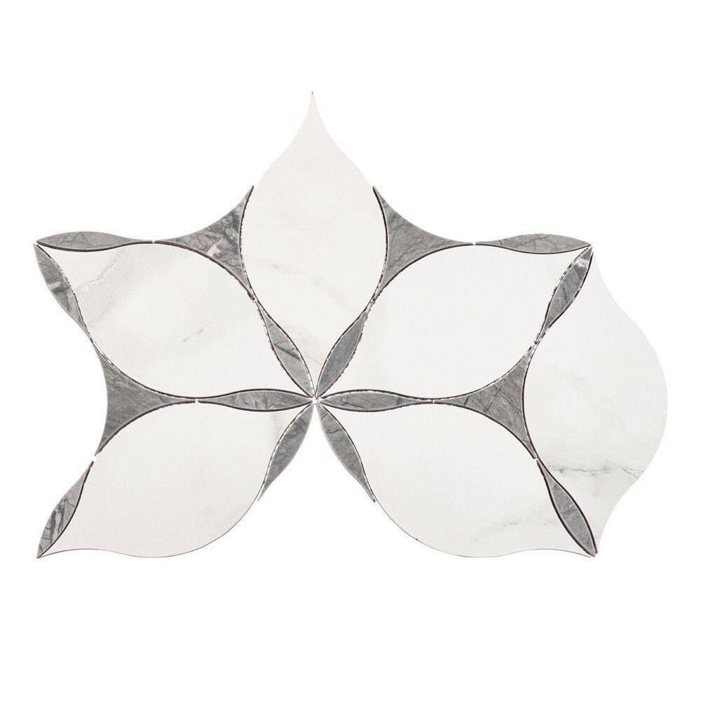 Ciara Zia Grey and White 7-in. x 12-in. Flower Marble Look Matte Porcelain Floor Wall and Tile Sample price history on PriceWatchPro