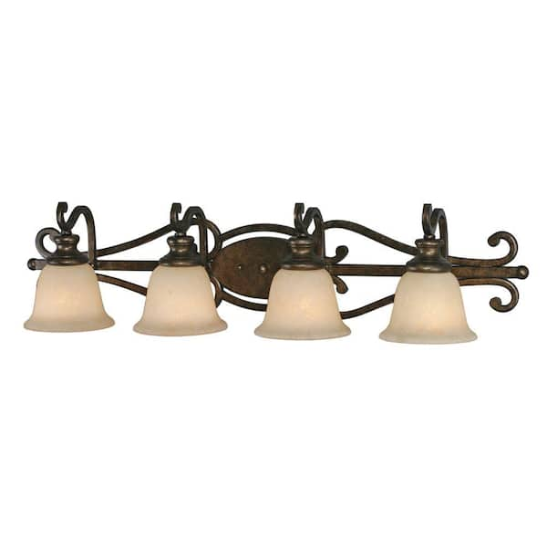 Golden Lighting Heartwood Collection 4-Light Burnt Sienna Bath Vanity Light