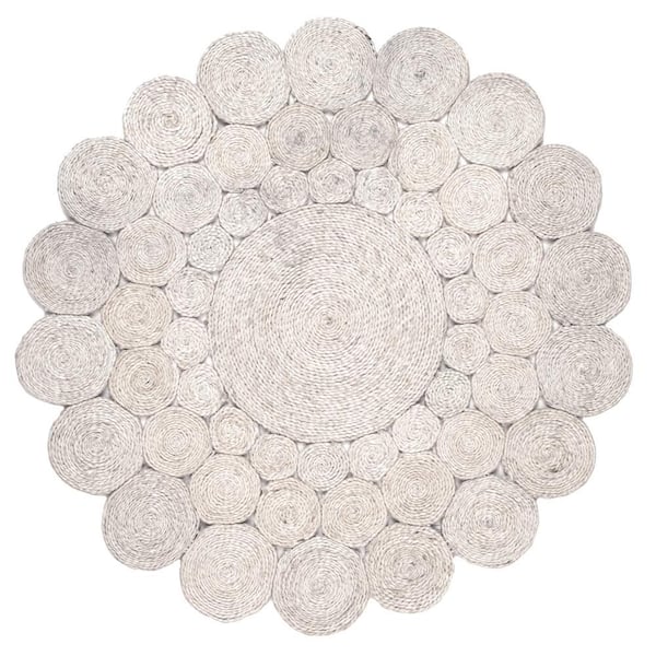 nuLOOM Eden Circle Braided Jute Ivory 4 ft. x 4 ft. Indoor Round Rug