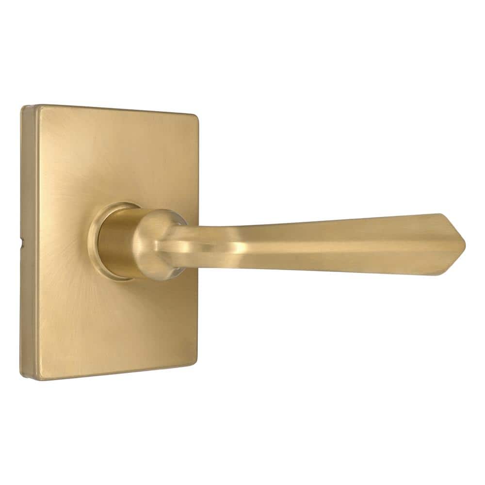 Wilshire Brushed Gold Hall/Closet Passage Door Lever with Rectangle Rose