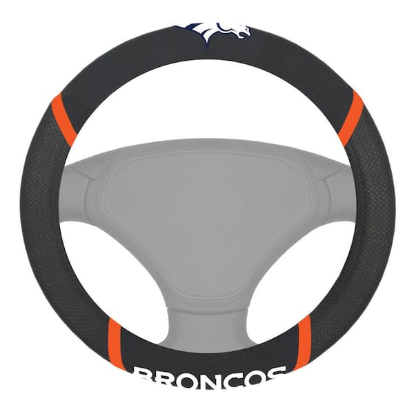 FANMATS NFL - Denver Broncos Embroidered Steering Wheel Cover in Black - 15in. Diameter