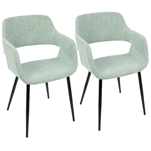 Lumisource Margarite Light Green Fabric and Black Metal Armchair (Set of 2)