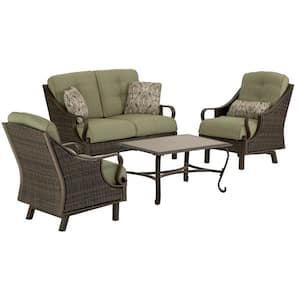 Saratoga 4-Piece Patio Set Steel Frame in Vintage Meadow with cushions