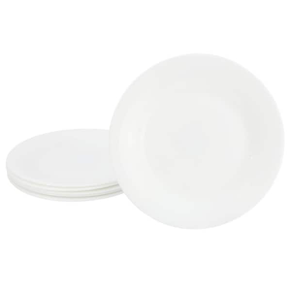 White Shadow 6 Piece 7 in. Opal Glass Dessert Plate Set in White