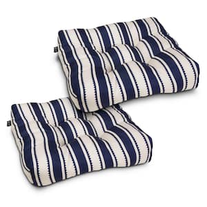 19 in. L x 19 in. W x 5 in. Classic Navy Sedona Stripe Thick Square Patio Seat Cushion (2-Pack)