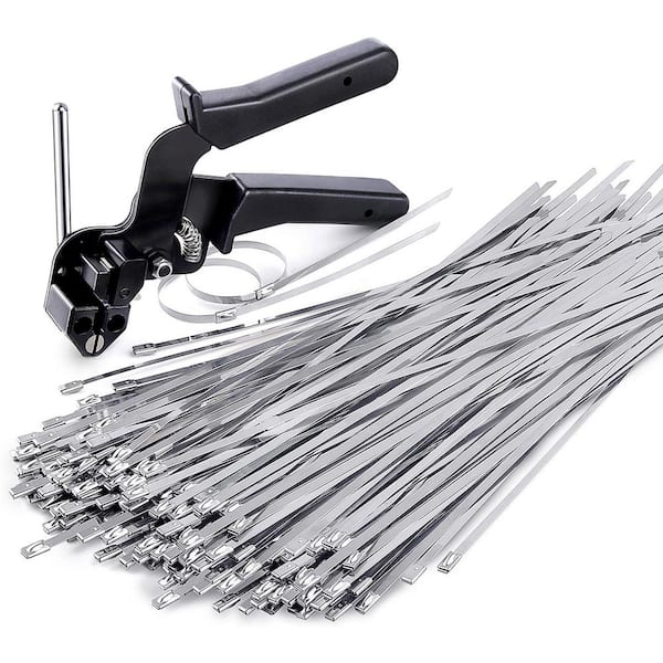 Stainless Steel Special Cable Tie Tool, 11.8 in. 150 Pcs Cable Ties For Fence Exhaust Pipe Outdoor