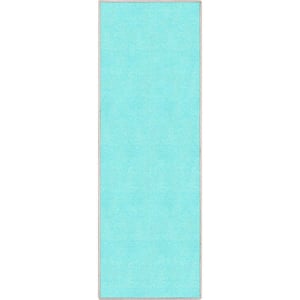 Turquoise 20 in. x 5 ft. Runner Flat-Weave Plain Solid Modern Area Rug
