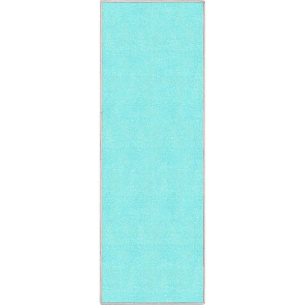 Well Woven Turquoise 20 in. x 5 ft. Runner Flat-Weave Plain Solid Modern Area Rug