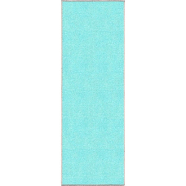 Well Woven Turquoise 20 in. x 5 ft. Runner Flat-Weave Plain Solid Modern Area Rug
