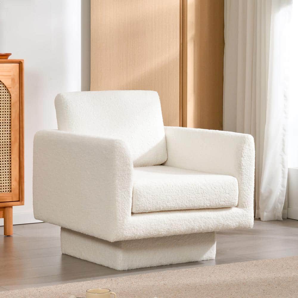 360° Swivel Cream Teddy Velvet Fabric Upholstered Accent Arm Chair price history on PriceWatchPro