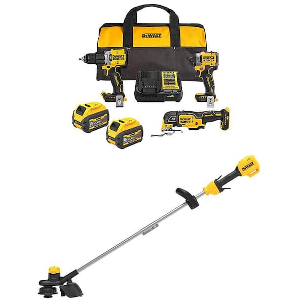 20V Max Lithium-Ion Cordless 3-Tool Combo Kit and 13 in. String Trimmer with (2) Flexvolt 6.0 Ah Batteries and Charger