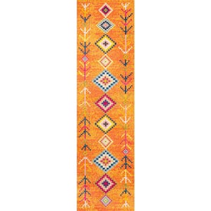 Tribal Love Orange/Multi 2 ft. x 8 ft. Geometric Runner Rug