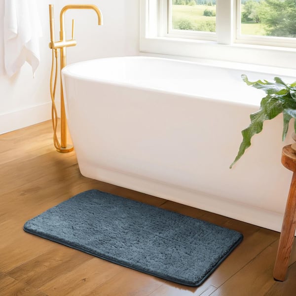Ultra Soft 34 in. x 21 in. Light Blue Plush Bath Mat
