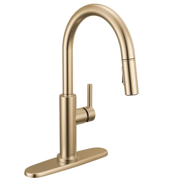Delta Nicoli Gold Champagne Bronze 17.06 in. H Pull Down Sprayer Kitchen Faucet with 360° Spout Swivel