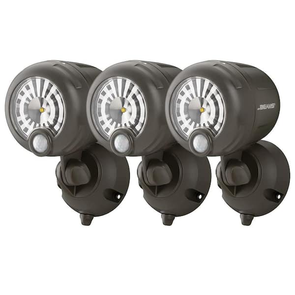 Mr Beams Brown 200 Lumen Battery Powered Motion Activated Outdoor Integrated LED Spotlight (3-Pack)
