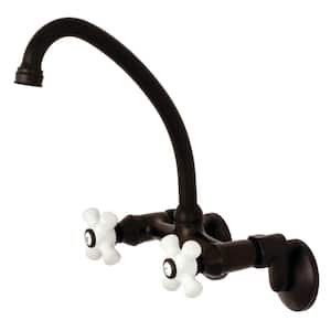 Kingston 2-Handle Wall-Mount Standard Kitchen Faucet in Oil Rubbed Bronze