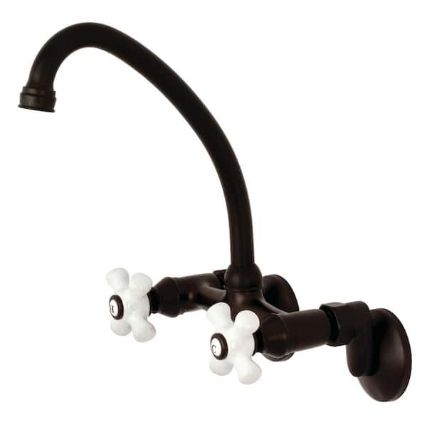 Kingston Brass Kingston 2-Handle Wall-Mount Standard Kitchen Faucet in Oil Rubbed Bronze