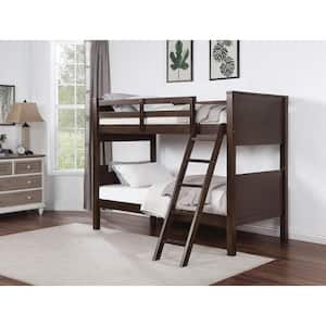 Everrett Walnut Twin Over Twin Bunk Bed with Ladder