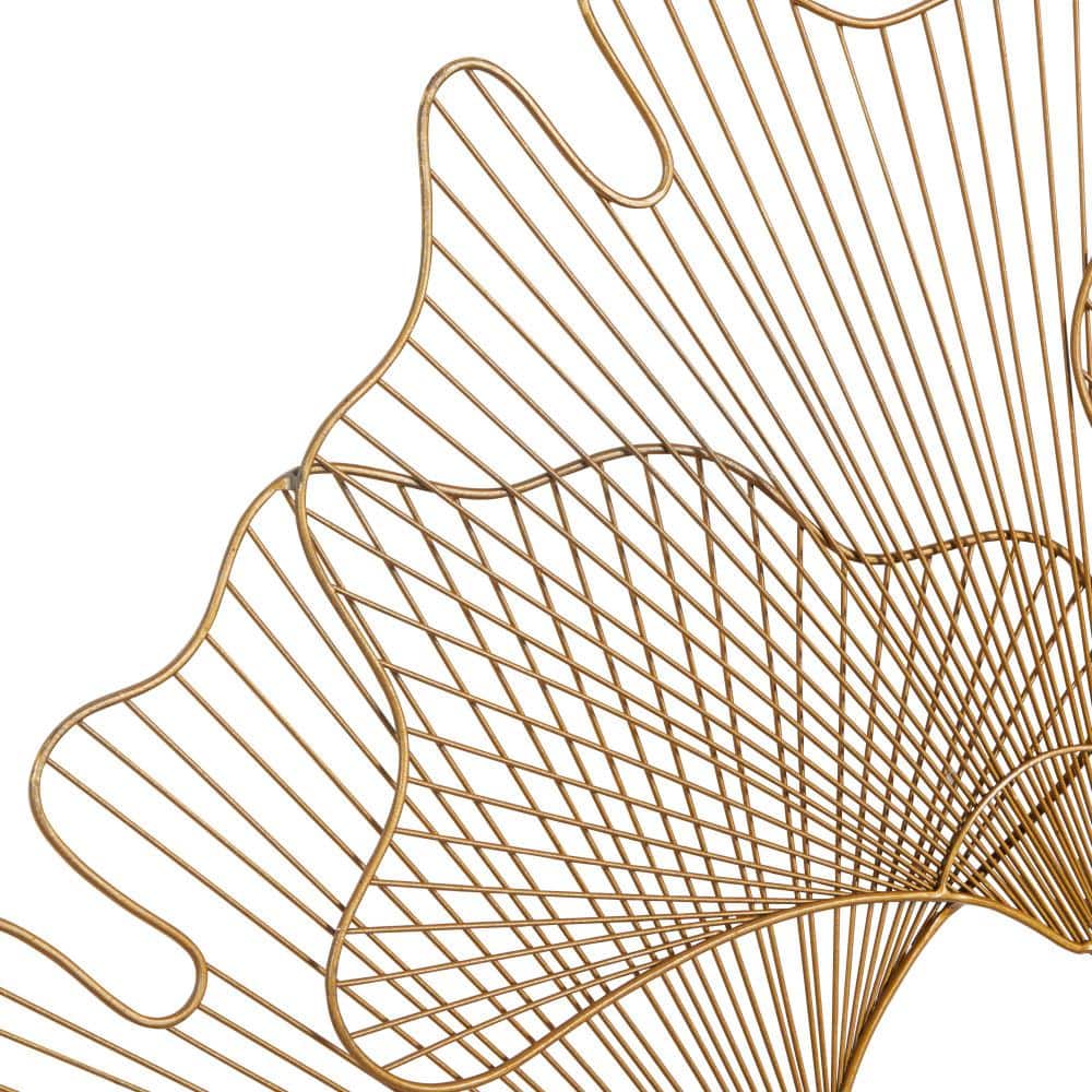 Elegant Gold Gingko Leaf Cluster Wall Sculpture, 38" x 34"