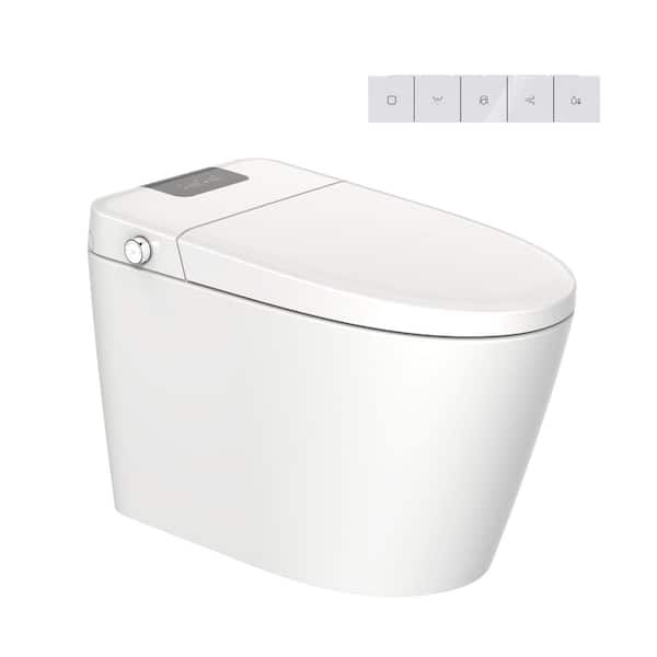 DELUXE DL LIVING Athena 12 in. Rough-in 1-Piece 1.27 GPF Single Flush Tankless Smart Elongated Toilet in White, Seat Included