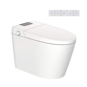 Athena 12 in. Rough-in 1-Piece 1.27 GPF Single Flush Tankless Smart Elongated Toilet in White, Seat Included