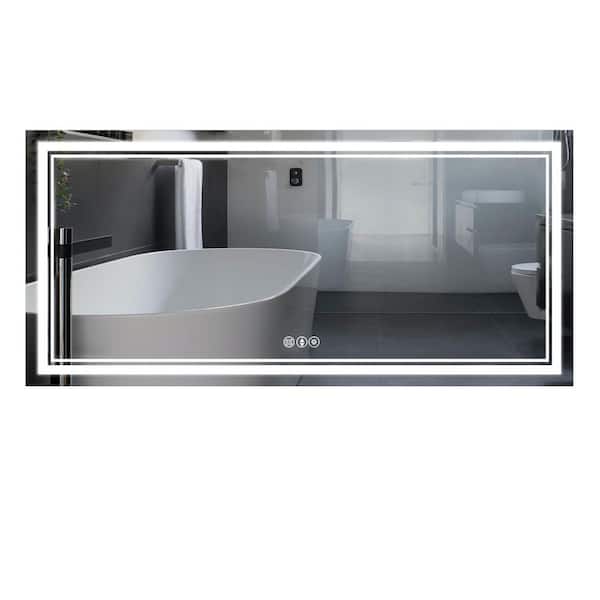 ANGELES HOME 72 in. W x 36 in. H Rectangular Frameless Anti-Fog LED Wall-Mounted Bathroom Vanity Mirror in Silver