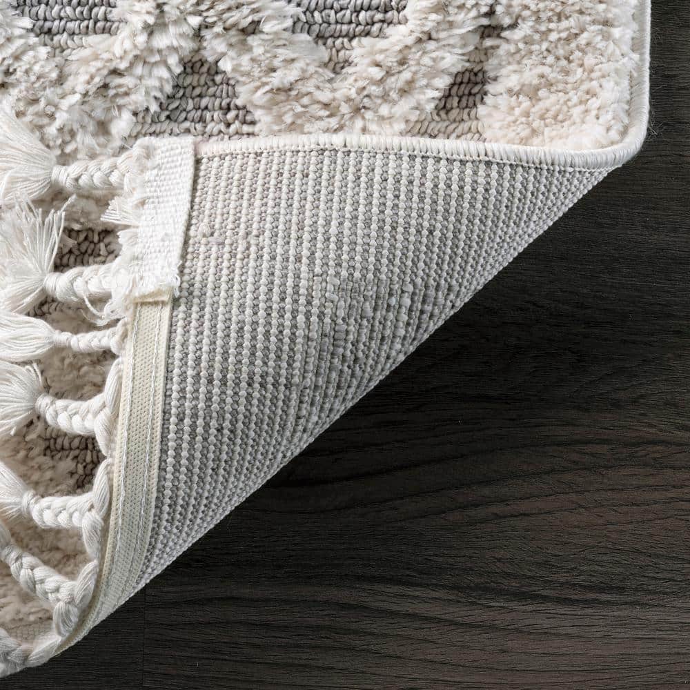 Braided Beige Square Synthetic Easy-Care Stain-Resistant Rug