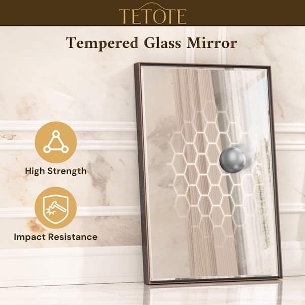 TETOTE 48 in. W x 36 in. H Framed Rectangular Oil Rubbed Bronze