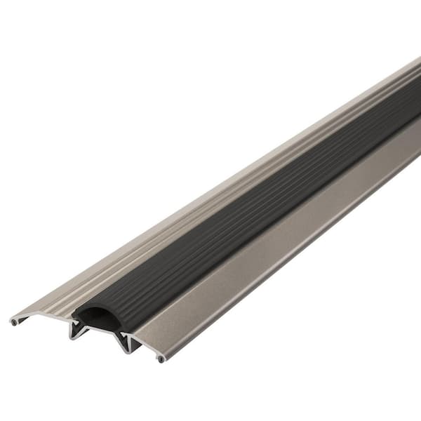 3.75 in. x 36 in. Satin Nickel Aluminum and Vinyl Heavy-Duty Low-Profile Door Weatherstripping Threshold