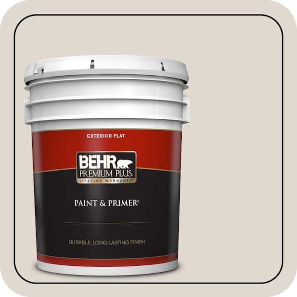 BEHR PREMIUM PLUS 5 gal. #N210-1 Taupe Tease Flat Exterior Paint & Primer