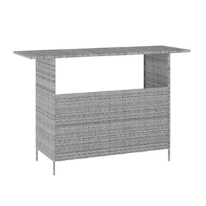 Gray Wicker/Rattan Outdoor Dining Table