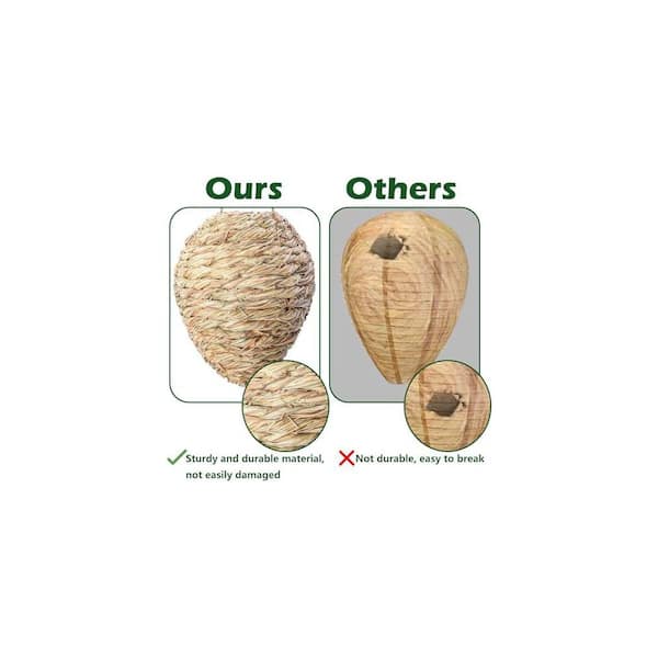 N/A Outdoor Wasp Nest Decoy Trap with Natural Woven Reed Hanging
