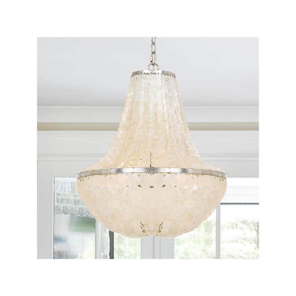 Brielle Antique Silver 6-Light Chandelier with Capiz Shells