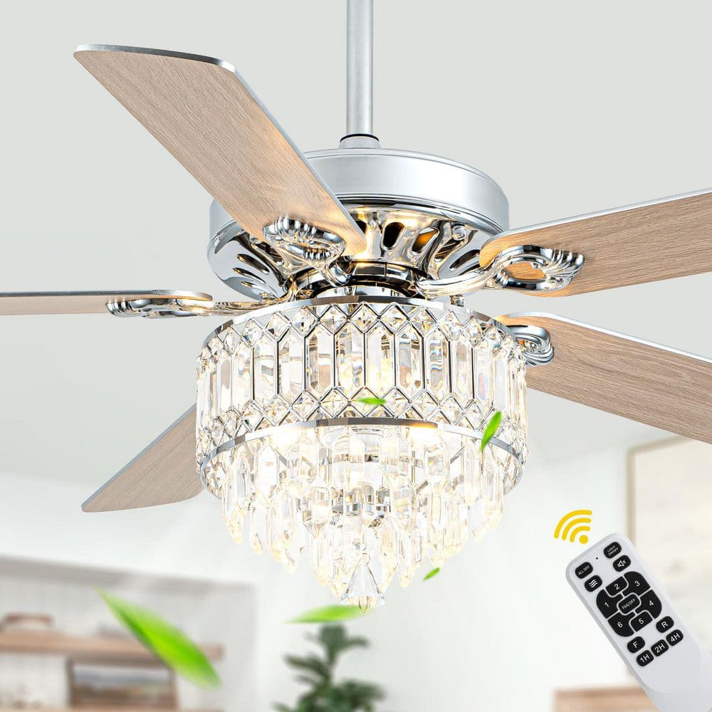 Oaks Aura Cerello 52 in. Indoor Chrome Glam Crystal Shade