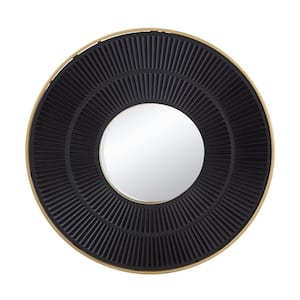 Anky 31.5 in. W x 31.5 in. H MDF Framed Golden Black Wall Mounted Decorative Mirror