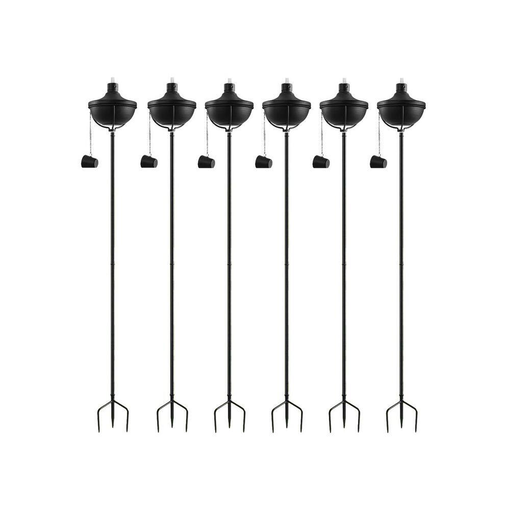 24 Oz Black Metal Solar Torch Outdoor Decor Set with Adjustable Height 3-Prong Stake for Patio 6-Pack price history on PriceWatchPro