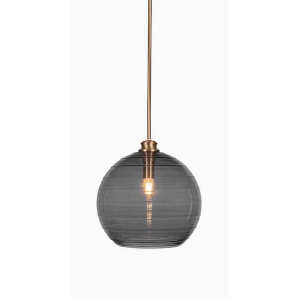 Unbranded Melbourne 60-Watt 1-Light New Age Brass Shaded Mini Pendant Light with Glass Shade