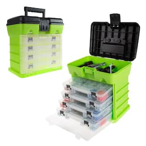 Multi-Purpose Hardware Storage Bins - Buddeez Bits and Bolts Small Storage Containers, Hardware Organizers, Clear Containers with Blue Stackable