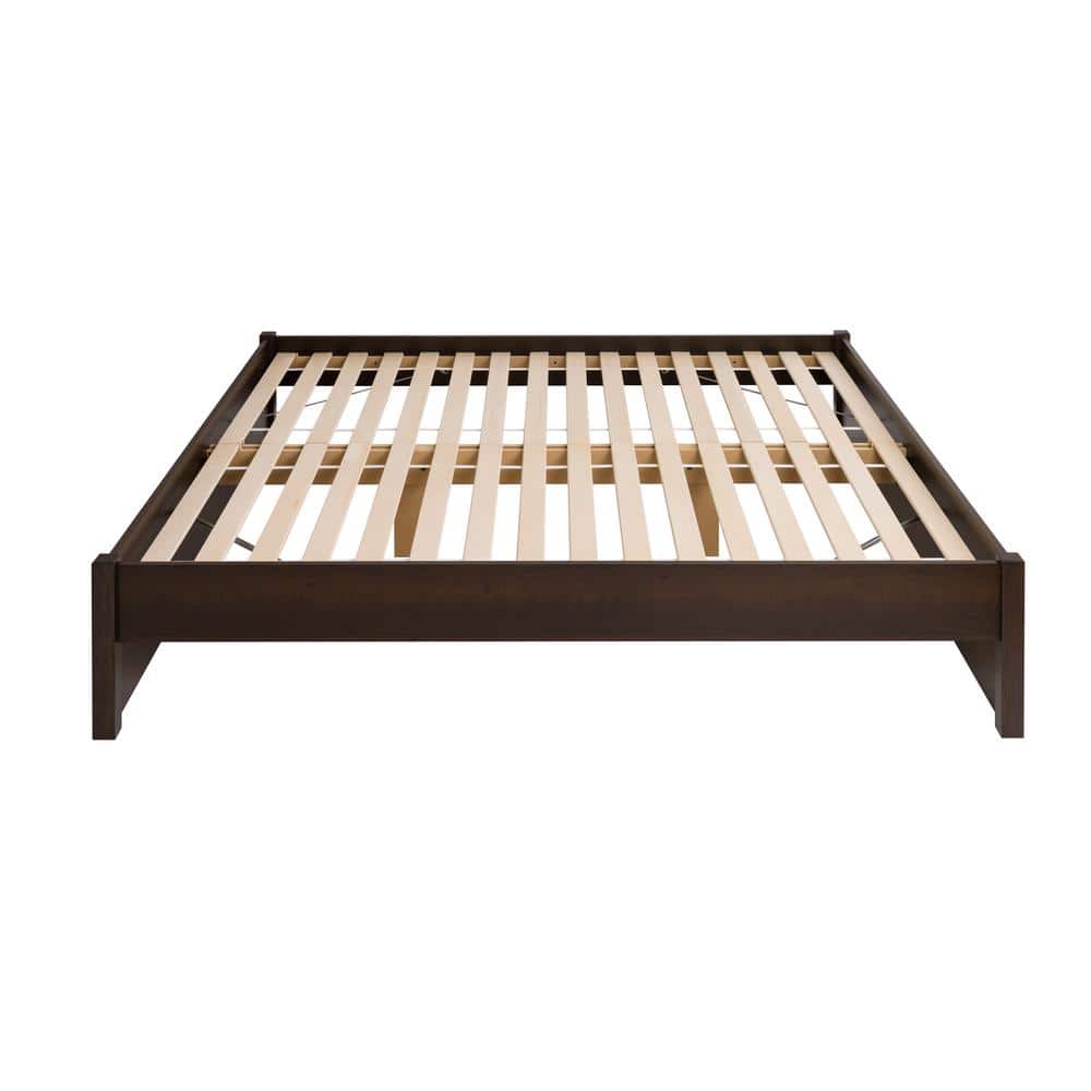Espresso King Wood Frame Platform Bed with Storage Drawers