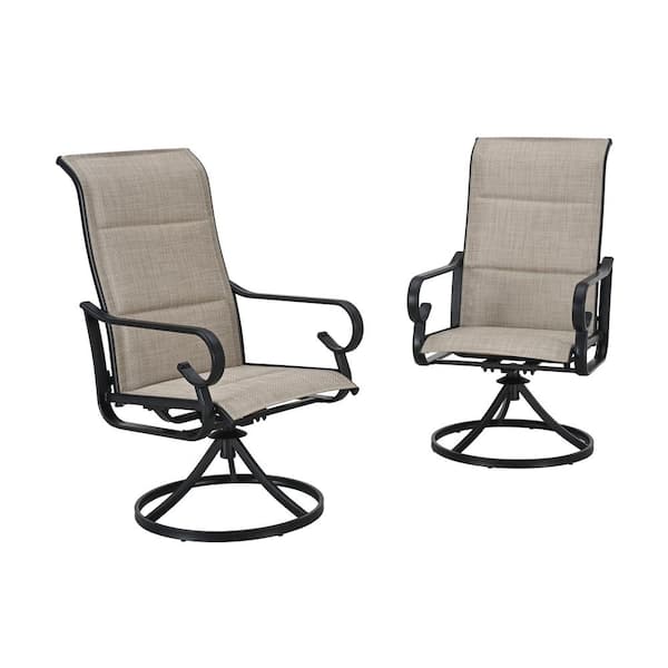 Patio Festival lsland Swivel Metal Outdoor Patio Dining Chair in Khaki ...