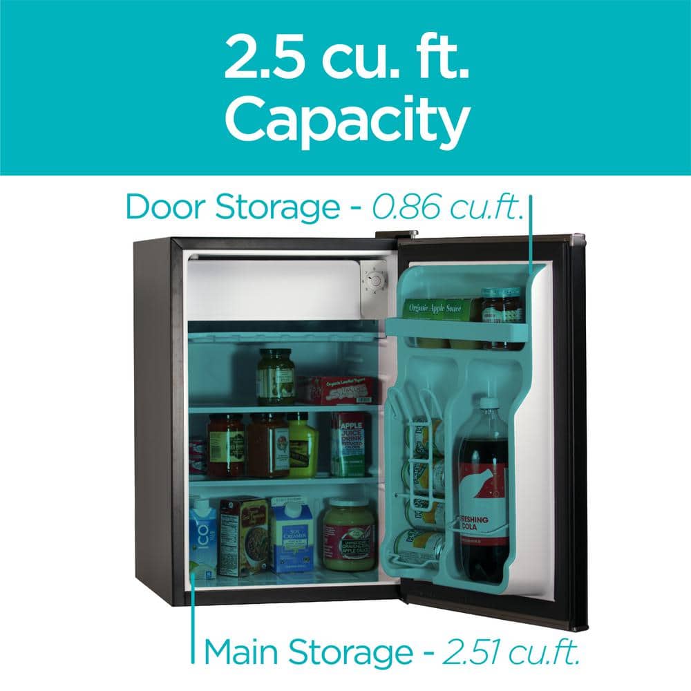 Black 2.5 Cu Ft Compact Refrigerator with Freezer