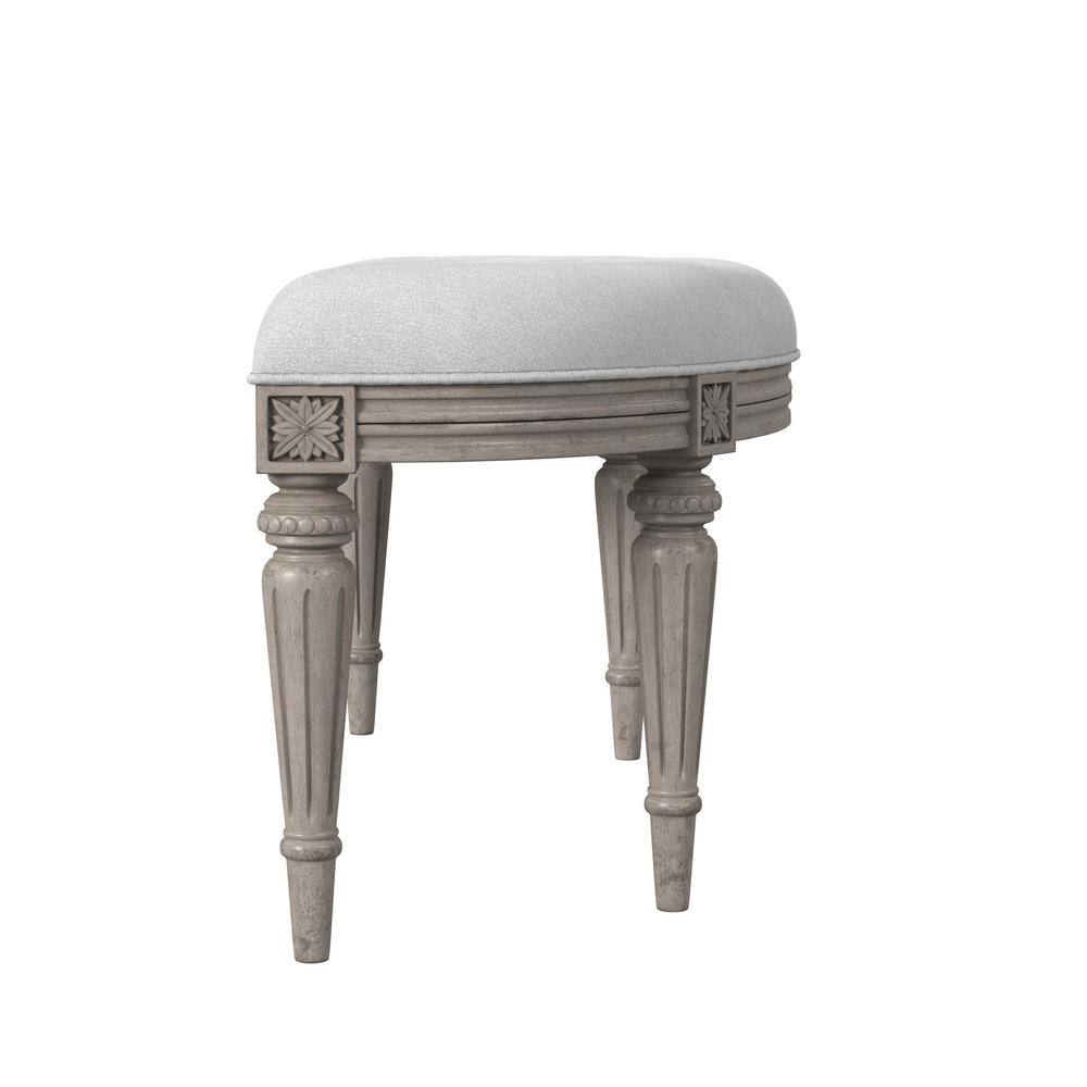 Elegant Traditional Demilune Bench in Weathered Cream and Ivory