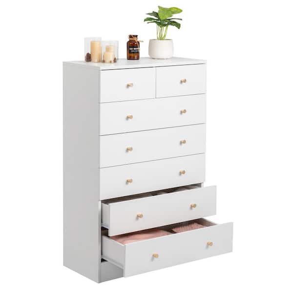 White 7-Drawer 25. 98 in. Wide Chest of Drawers