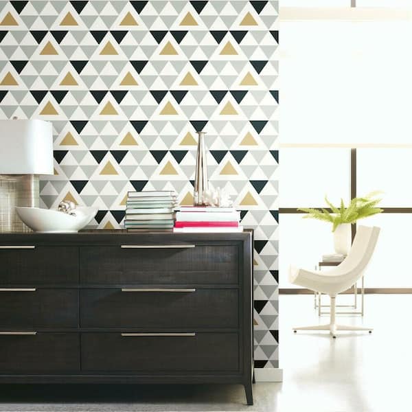 Grey Black Gold RoomMates RMK9055WP Peel and Stick Wallpaper